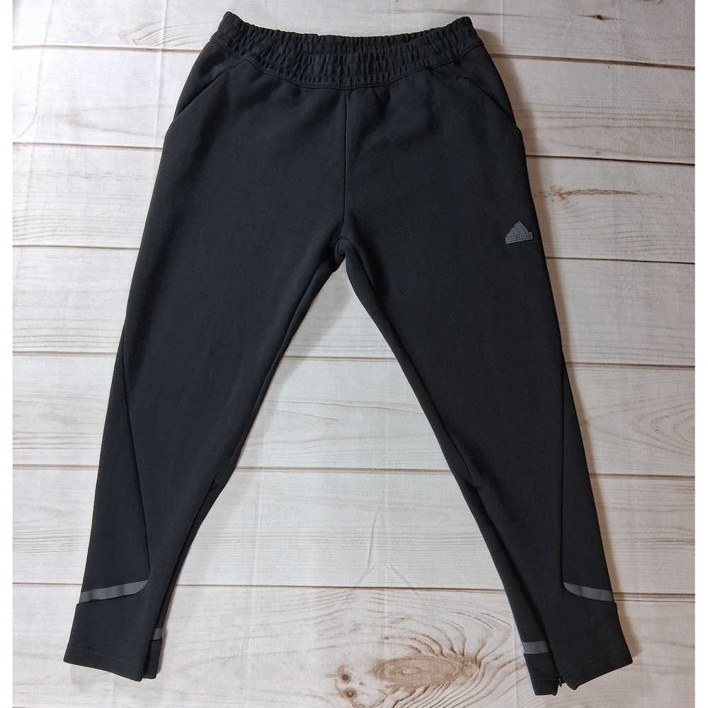 Adidas Mens XL Black Ankle Zip Sweatpants Track Jogger Pants Elastic Waist Sz XL